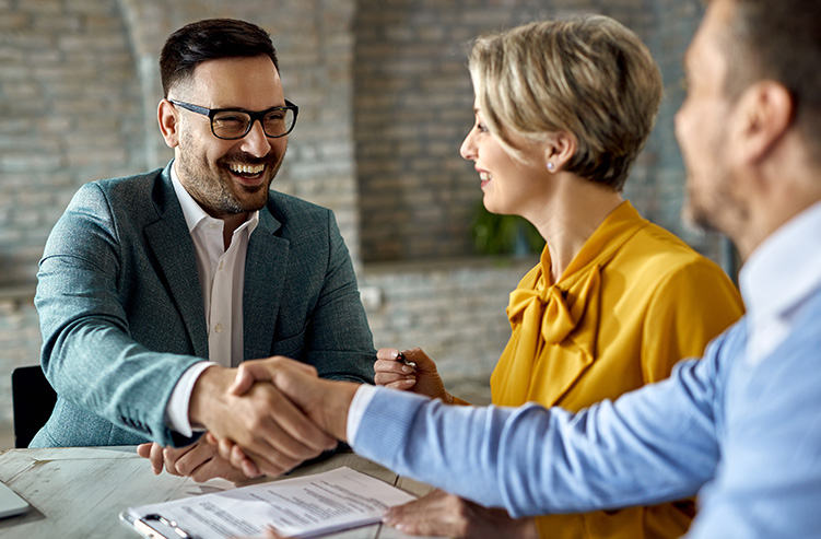 shaking hands at loan approval